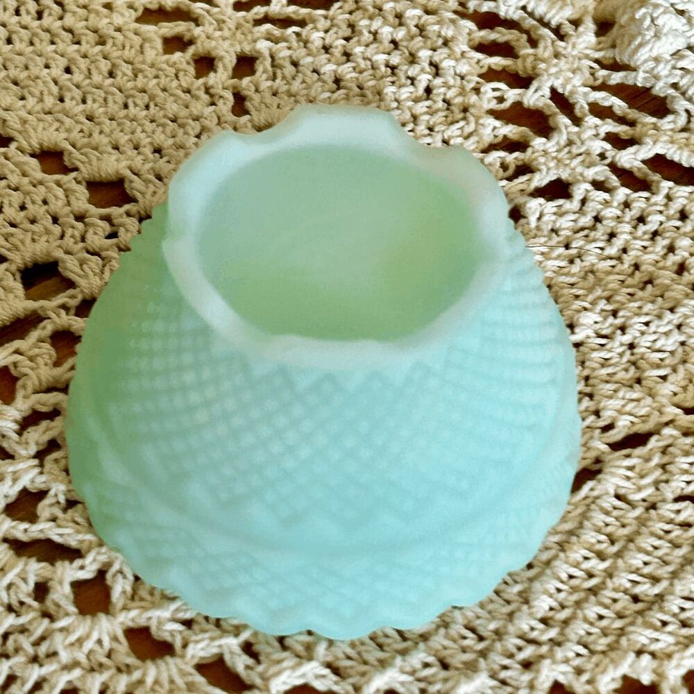 Vintage Fenton Fairy Lamp Hand Painted Blue Rose Satin Artist Signed - Picture 3 of 5